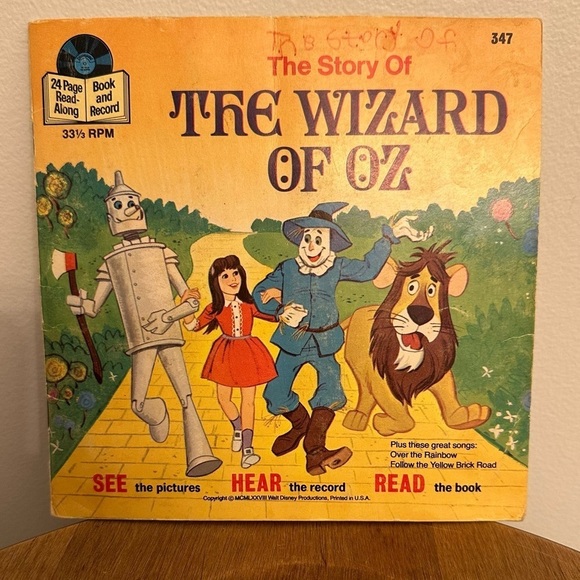 Disney Other - Vintage 1978 The Story Of The Wizard Of Oz 24 Page Book Record 33 1/3 RPM #347